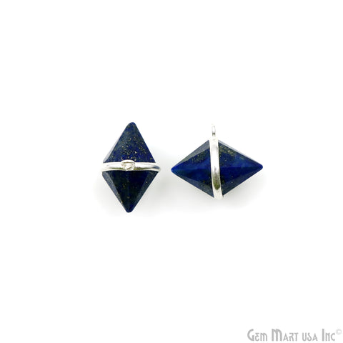 Lapis Double Cone Shape 19x16mm Silver Plated Single Bail Gemstone Connector