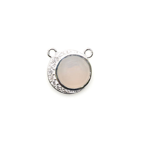 DIY Gemstone Round & Moon Shape Finding Silver Plated Pendant Connector 1pc