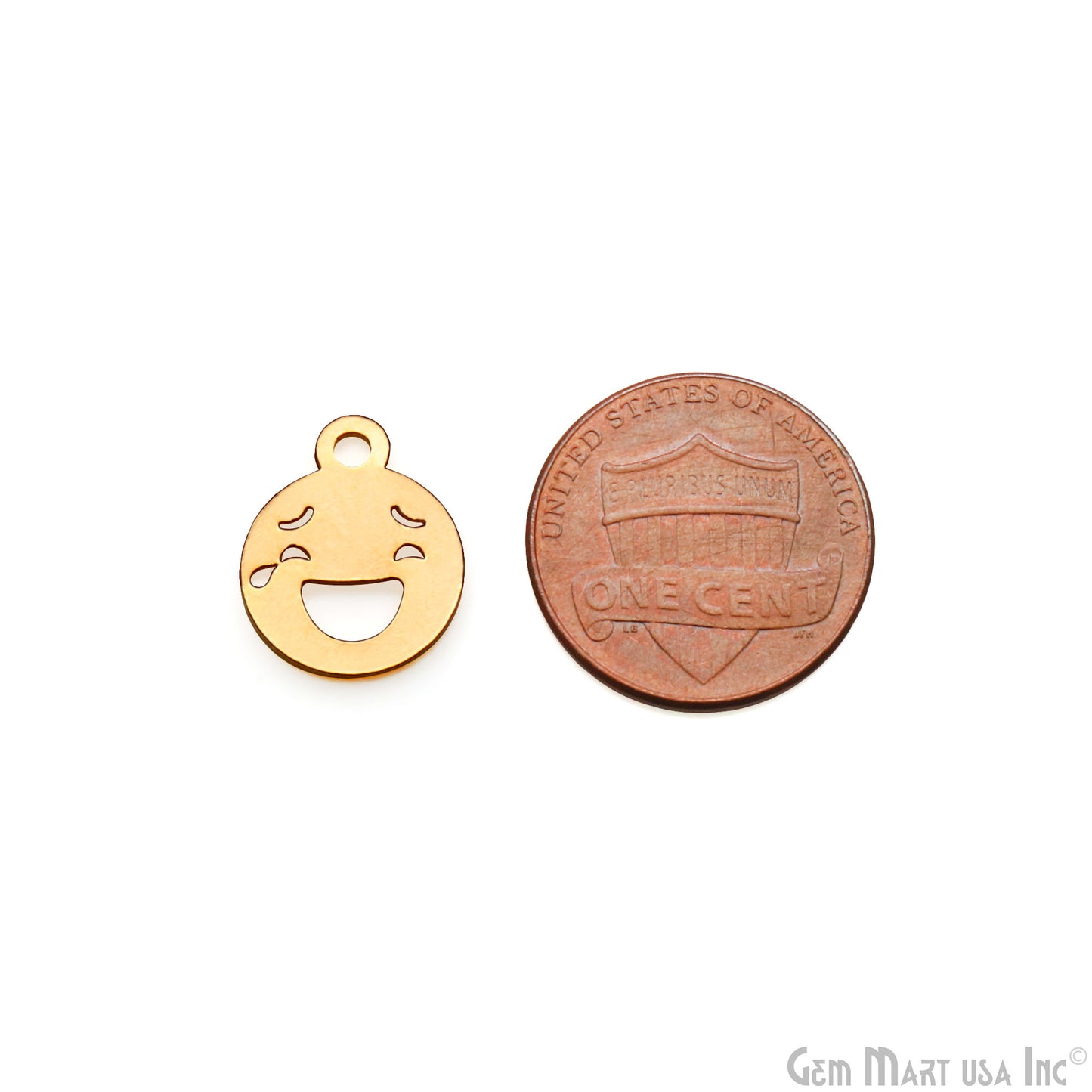 Tears Of Joy Emoji Shape Laser Finding Gold Plated 14.8x12mm Charm For Bracelets & Pendants