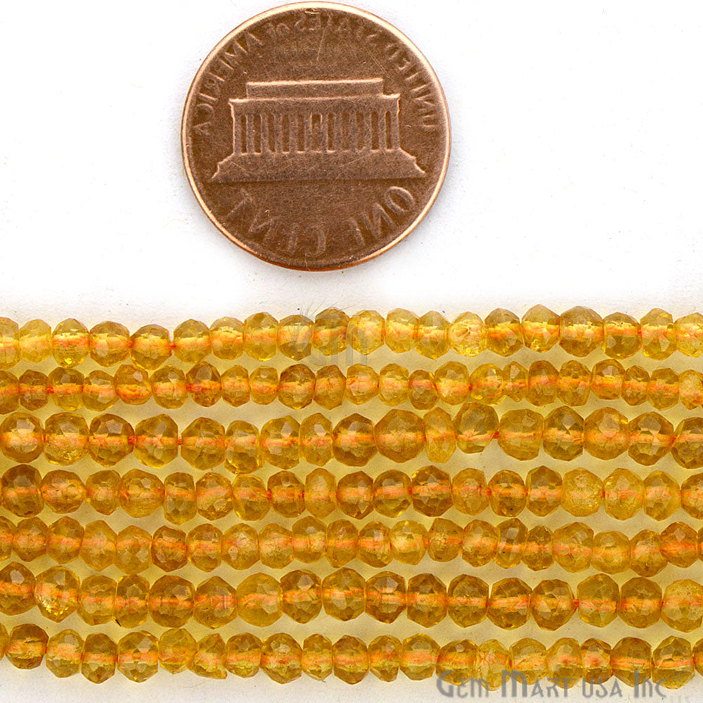 Citrine Rondelle Micro Faceted 3-4mm 13Inch Length AAA amazing quality Jewelry Making Supply Beads (RLCT-70002) (762704560175)