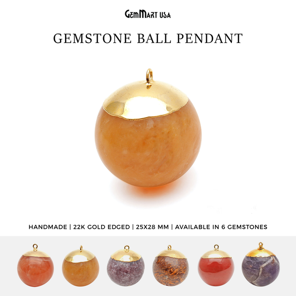 Gemstone Ball 25x28mm Gold...