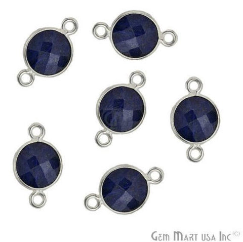 Round 8mm Double Bail Silver Plated Gemstone Bezel Connector