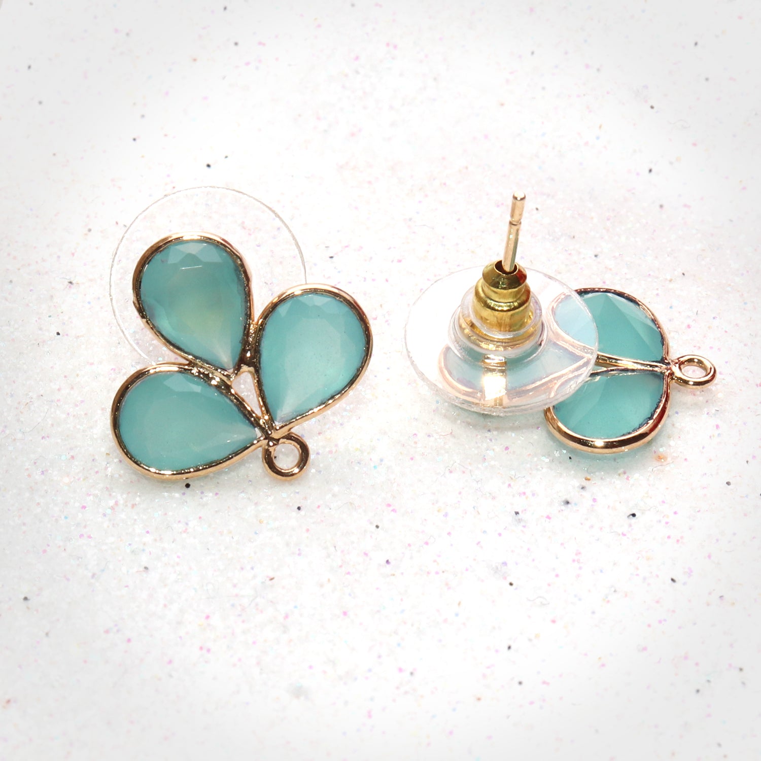 DIY Gemstone Gold Loop Connector Stud Earring (90048) (Pick Stone) - GemMartUSA