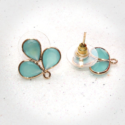 DIY Gemstone Gold Loop Connector Stud Earring (90048) (Pick Stone) - GemMartUSA