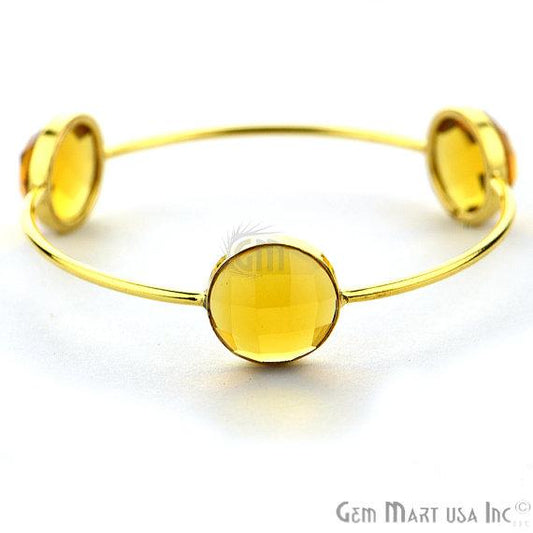 Citrine 14mm Round Shape Gold Plated Stacking Bangle Bracelet - GemMartUSA