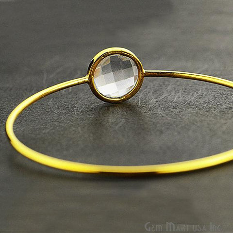 Natural Crytsal 14mm Round Shape Gold Plated Stacking Bangle Bracelet - GemMartUSA