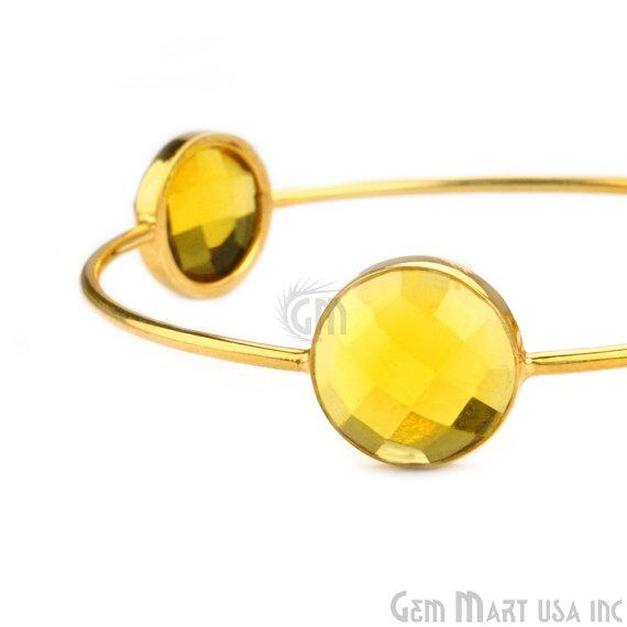 Citrine 14mm Round Shape Gold Plated Stacking Bangle Bracelet - GemMartUSA