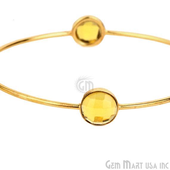 Citrine 10mm Round Shape Gold Plated Stacking Bangle Bracelet - GemMartUSA