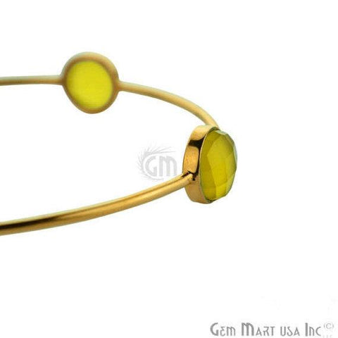 Yellow Chalcedony 10mm Round Shape Gold Plated Stacking Bangle Bracelet - GemMartUSA