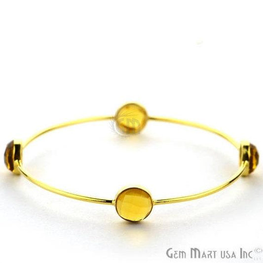 Citrine 10mm Round Shape Gold Plated Stacking Bangle Bracelet - GemMartUSA