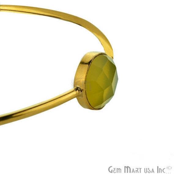 Natural Yellow Chalcedony 10mm Round Shape Gold Plated Stacking Bangle Bracelet - GemMartUSA