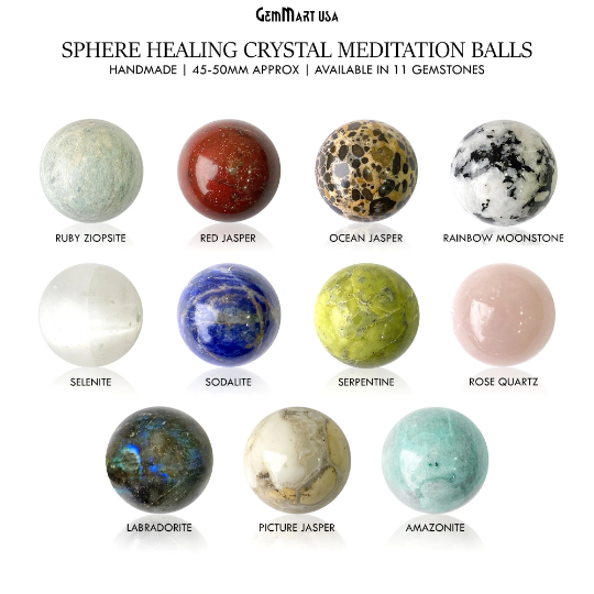 Gemstone Sphere ball, 50mm Reiki Healing Crystal, Chakra Stones, Healing Stones, Fortune Ball With Stand