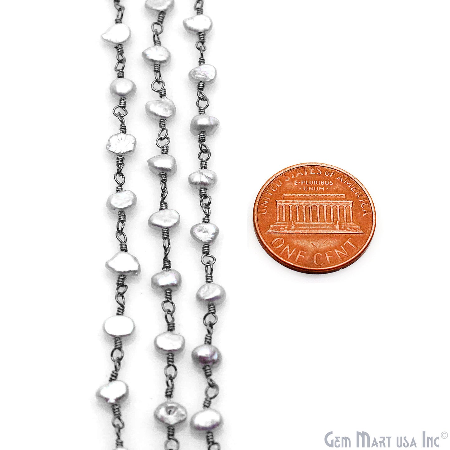 Gray Pearl Free Form Beads 5-6mm Oxidized Gemstone Rosary Chain