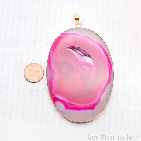 Hot Pink Druzy Cabs 99x65mm Gold Plated Bail Jewellery Pendant - GemMartUSA