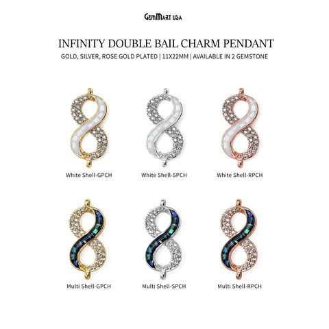Infinity Charm Pendant 11x22mm Double Bail Bracelet Charm