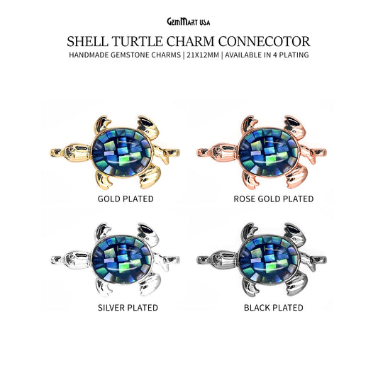 Shell Turtle Charm Connector 21x12mm Tortoise Connector Pendant