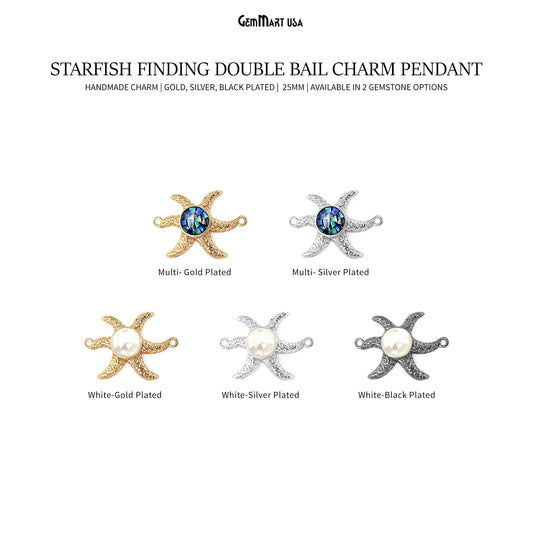 Starfish Charm Finding, 25mm Star Pendant, Bracelet Charm