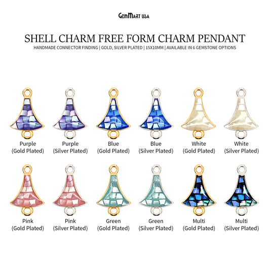 Shell Charm Free Form 15x10mm Double Bail Bracelet Charm Pendant