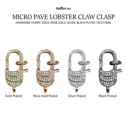 CZ Lobster Clasp CZ Clear Micro Pave Lobster Claw Clasp