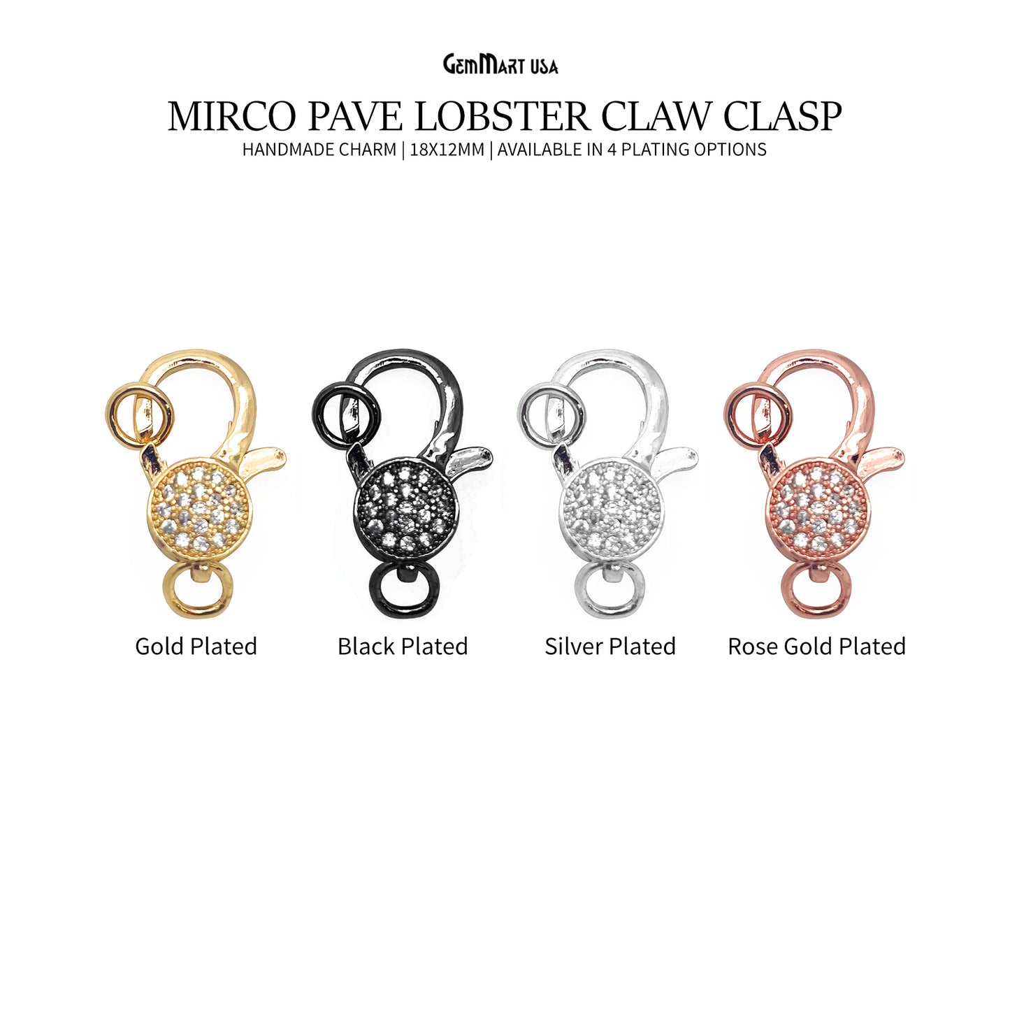 CZ Lobster Clasp 18x12mm CZ Clear Micro Pave Lobster Claw Clasp