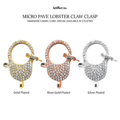 CZ Lobster Clasp CZ Clear Micro Pave Lobster Claw Clasp