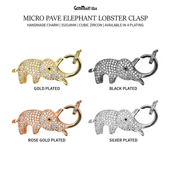 CZ Pave Elephant Clasp...