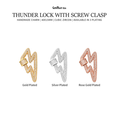 Thunder Lock with Screw Clasp Gold Micro Pave Carabiner Clasp