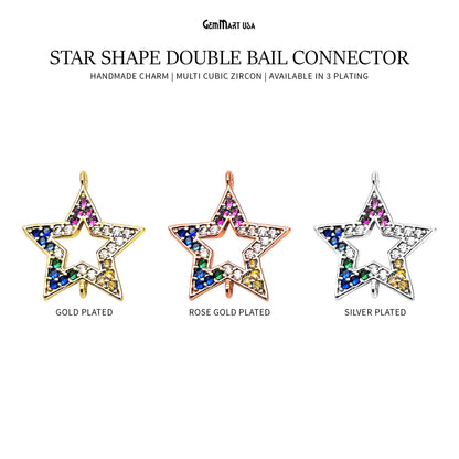 Multi Zircon Star Shape Double Bail Connector