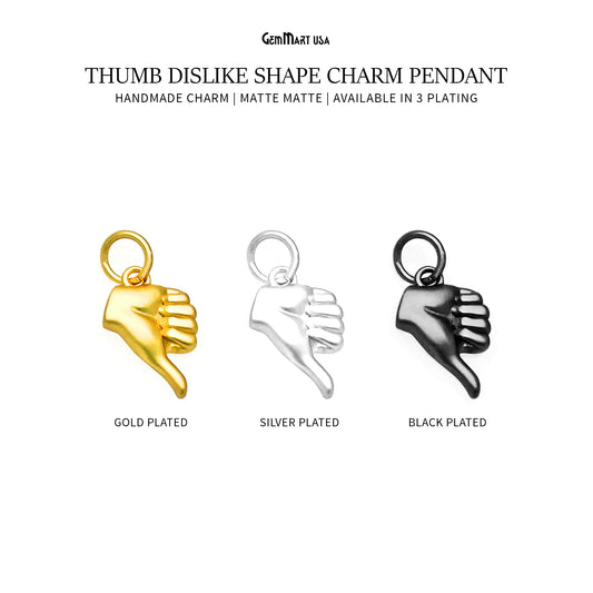 Matte Finished Surface Cute Hand Thumb Dislike Charm Pendant Metal Charms