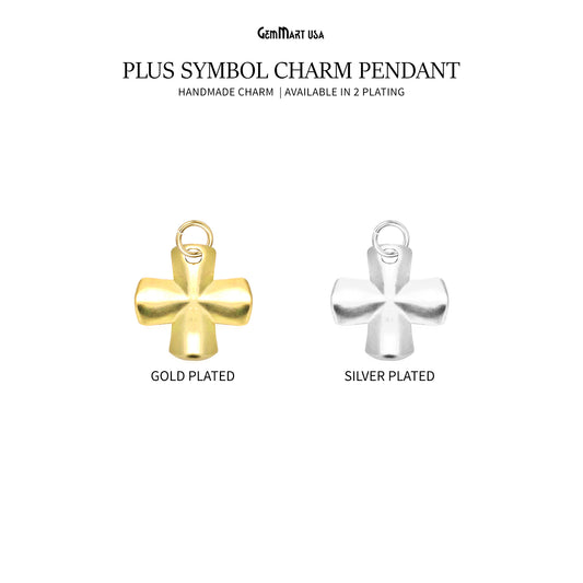 Plus Symbol Charm Matte Finish Single Bail Pendant Charm