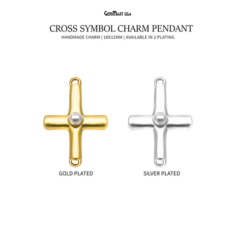 Cross Symbol Charm 18x12mm Matte Finish Double Bail Pendant Charm