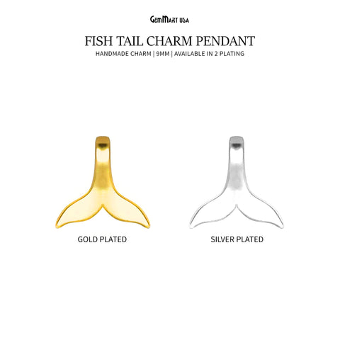 Fish Tail Charm 9mm Matte Finish Mermaid tail charm Pendant