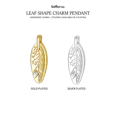 Leaf Charm 27x10mm Matte Finish charm Pendant