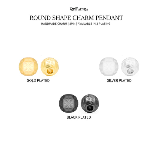 Round Ball Spacer Metal 8mm Ball Charm Pendant