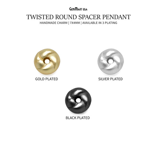 TierraCast Round Spacer Bead Metal 7x4mm Twisted Round Spacer Pendant