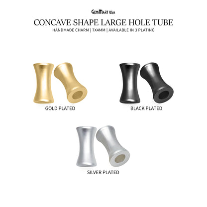 Large Hole Tube Column Spacer Beads 7x4mm Metal Concave Spacer Beads Cinched Tube Beads