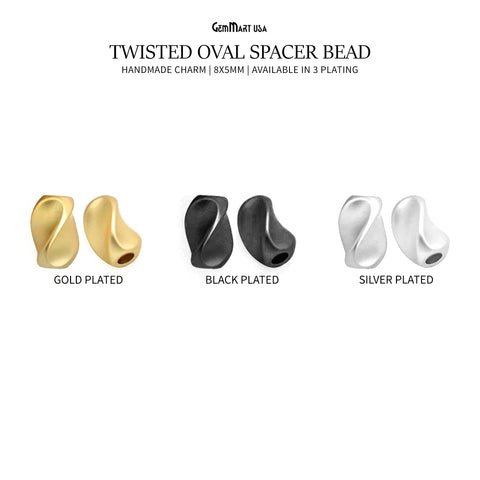 Twisted Oval Spacer Bead 8x5mm Pressed Bead Spacer