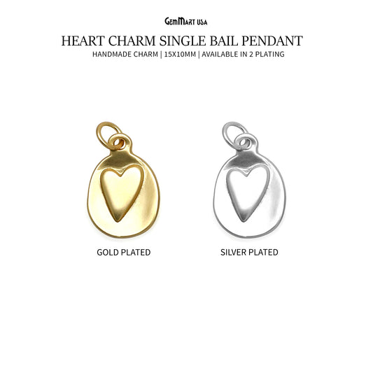 Matte Gold Plated Heart Dangle Charm15x10mm Line Drawing Minimal Simple Dainty Pendant Jewelry Finding Charm