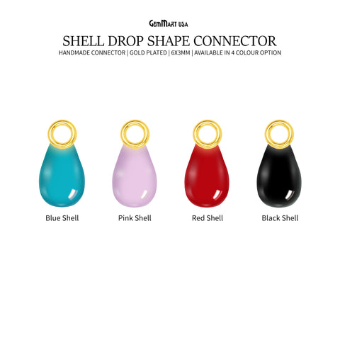 DIY Shell Drop Shape 6x3mm Gold Plated Gemstone Drop Connector