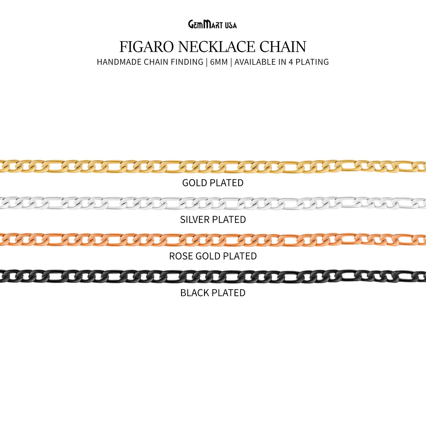 Figaro Necklace Chain Finding Chain 6mm Station Rosary Chain