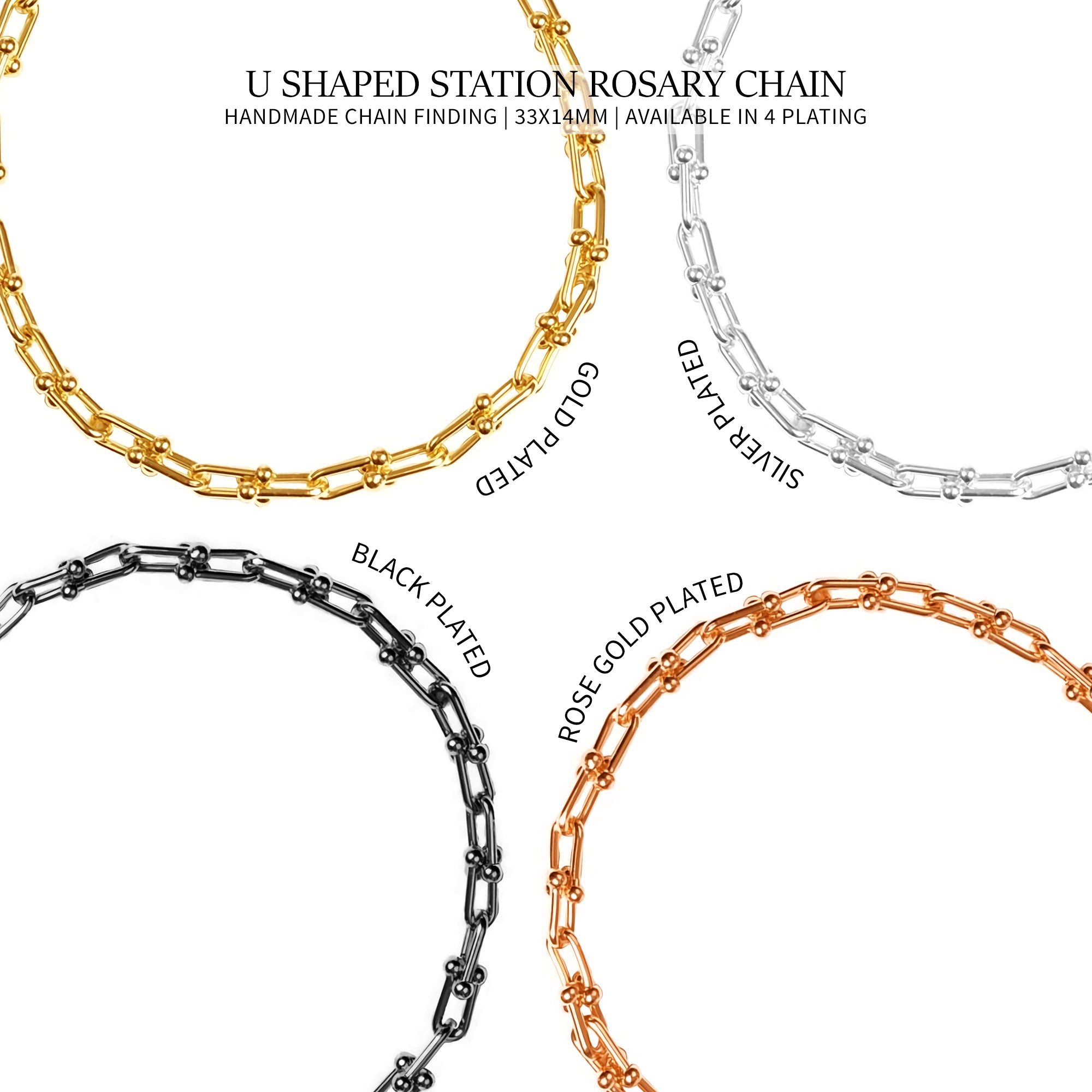 U Link Chain Finding Chain 33x14mm U Shaped Station Rosary Chain ...