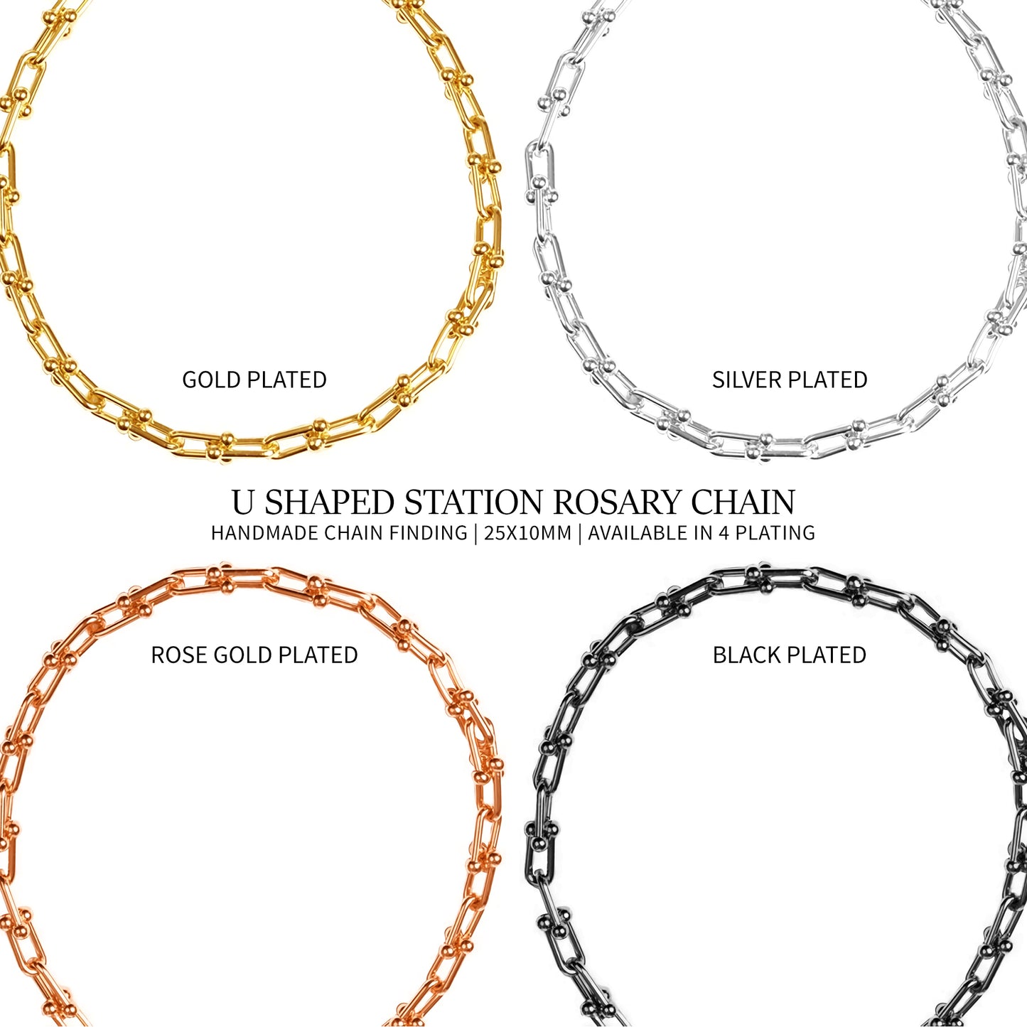 U Link Chain Finding Chain 25x10mm U Shaped Station Rosary Chain