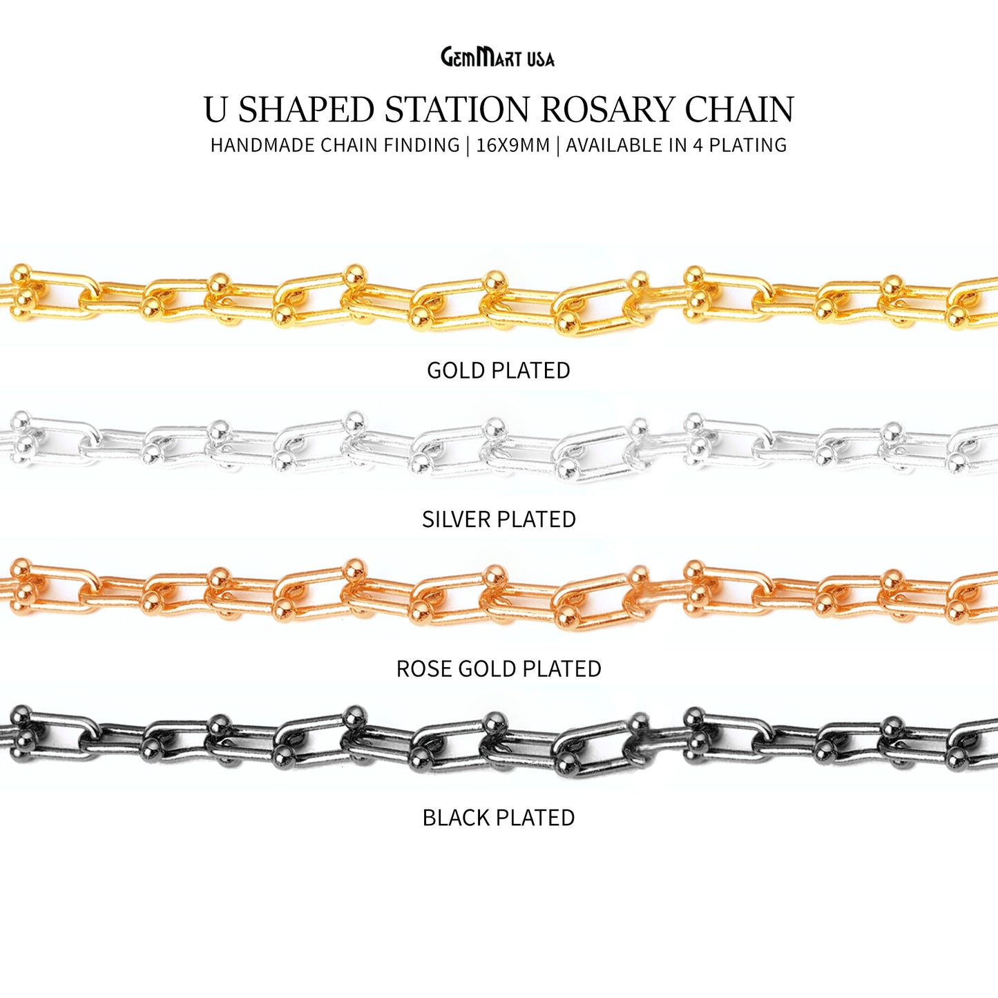 U Link Chain Finding Chain 16x9mm U Shaped Station Rosary Chain