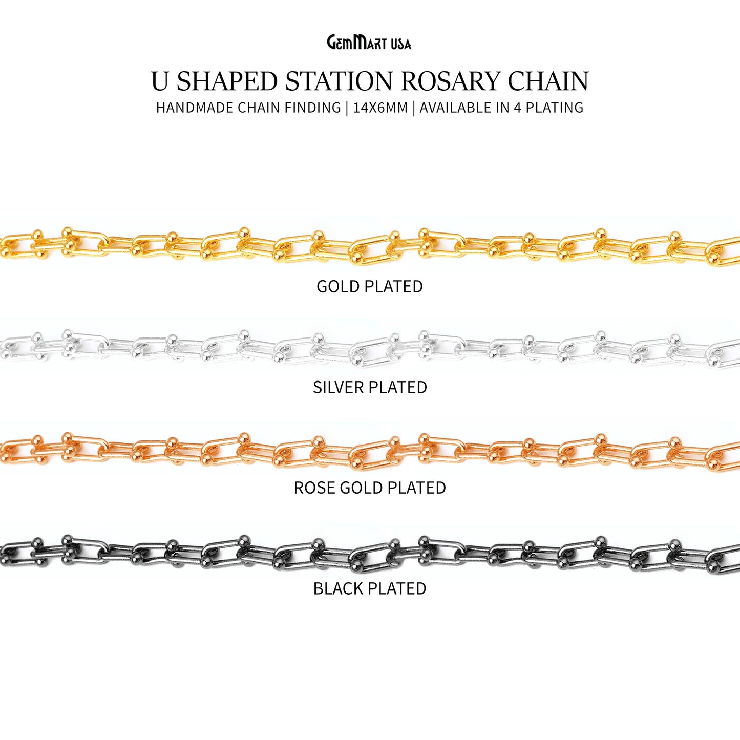 U Link Chain Finding Chain 14x6mm U Shaped Station Rosary Chain