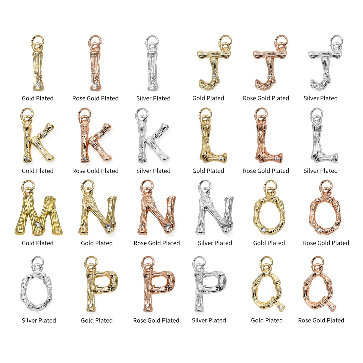 Alphabets 15mm Single Bail Pendants, Letter Charms, Personalized Necklace