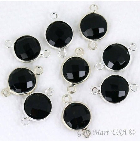 Round 10mm Double Bail Silver Plated Gemstone Bezel Connector