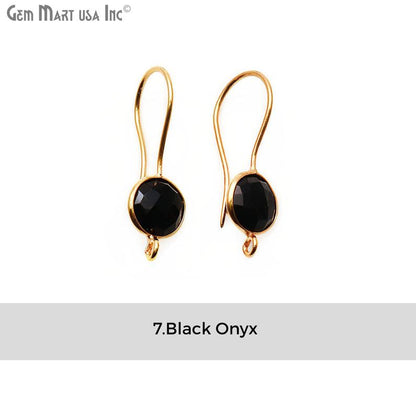 DIY Gemstone 26x9mm Gold Plated Round Hook Earring