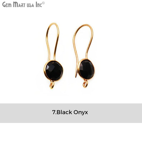 DIY Gemstone 26x9mm Gold Plated Round Hook Earring