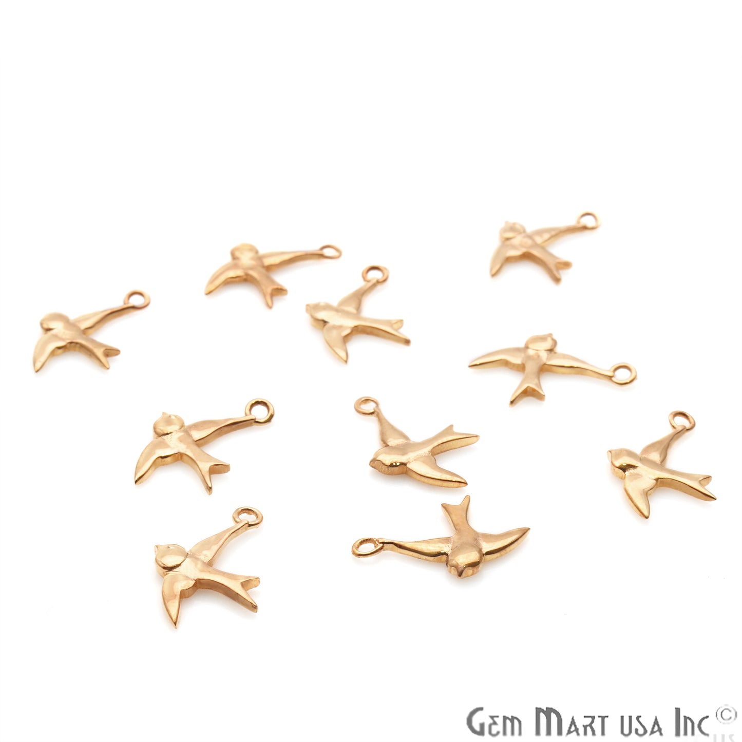 Bird Shape 16x10mm Gold Plated Finding Charm, DIY Jewelry - GemMartUSA