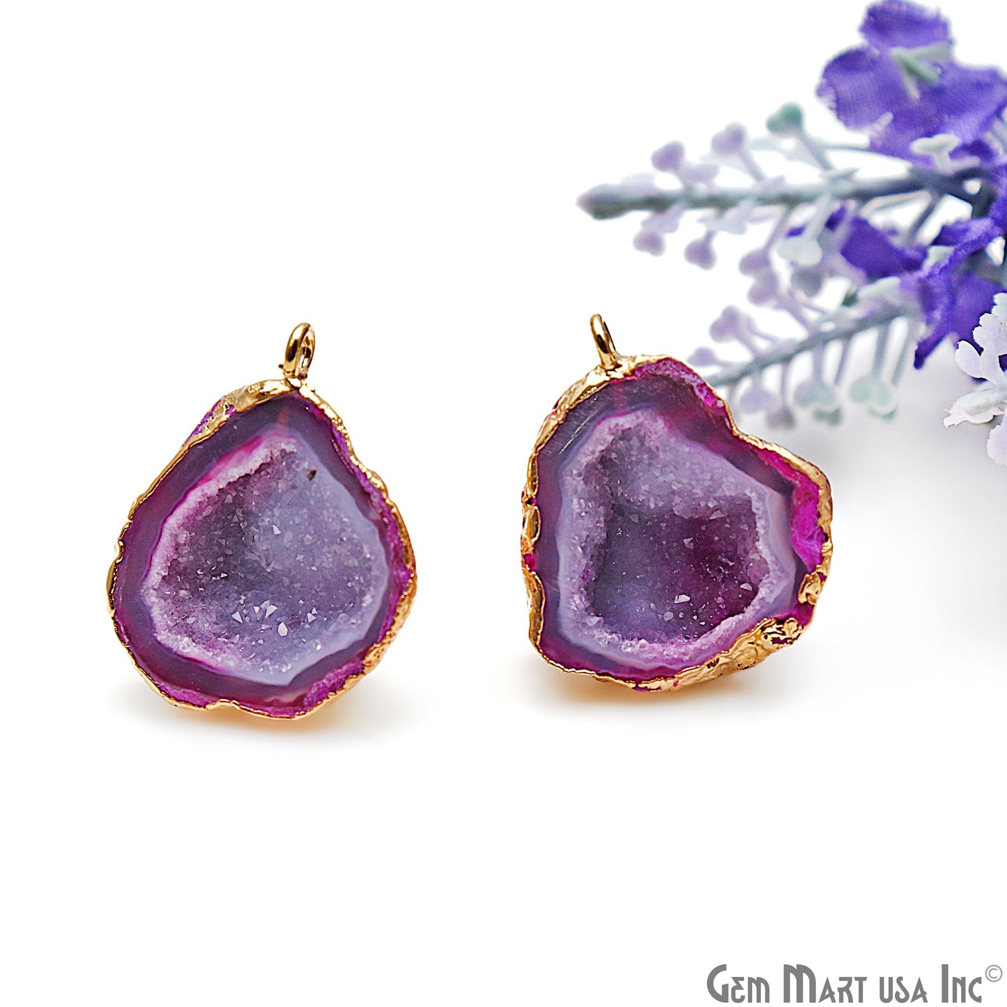 DIY Agate Slice Geode Druzy Gold Edged Loop Connector Studs Earrings